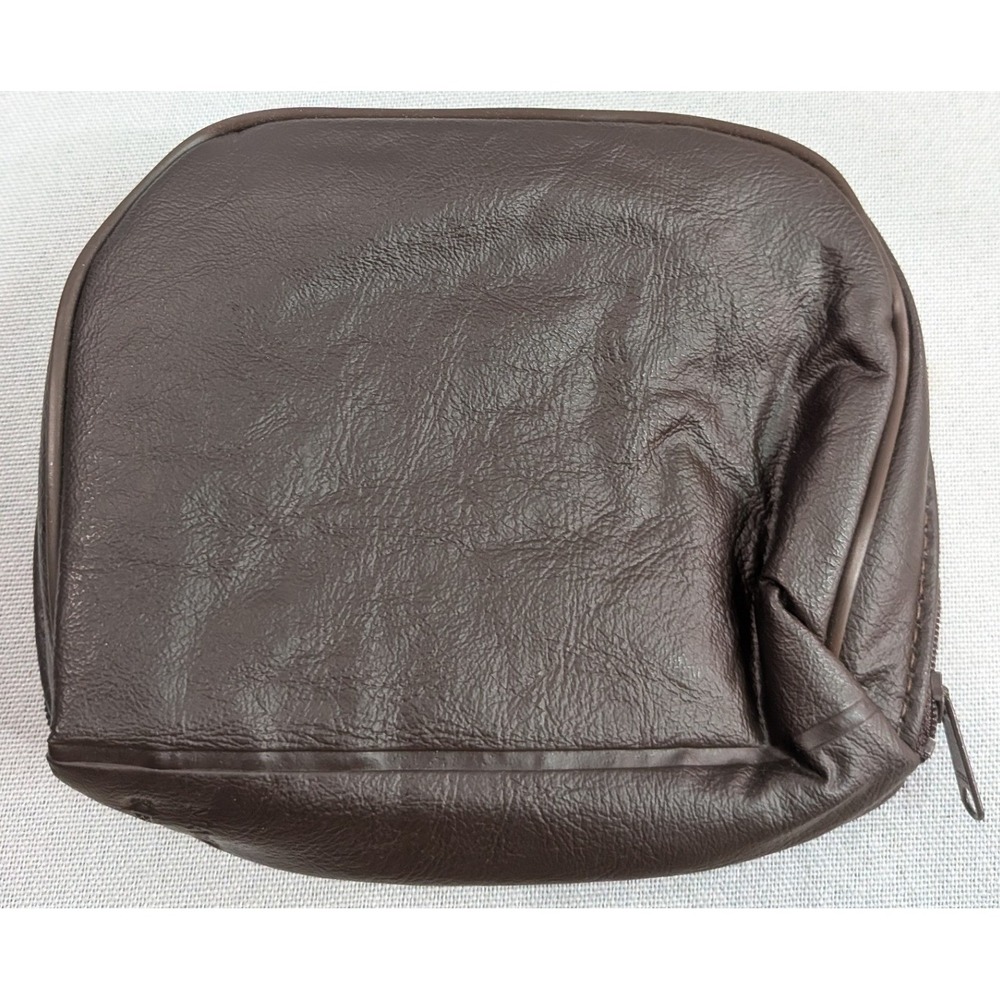 Leather Cosmetic Pouch Unisex Small Brown Good Travel Toiletry Bag
